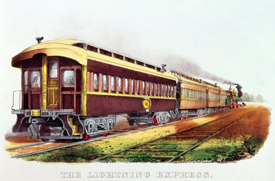 El Expreso Relámpago publicado por Nathaniel Currier (1813-88) y James Merritt Ives (1824-95) de American School